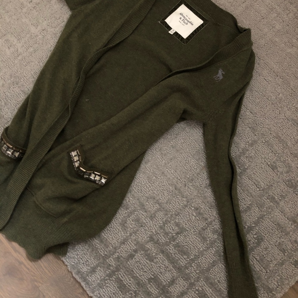 Abercrombie & Fitch army green cardigan - Picture 2 of 2